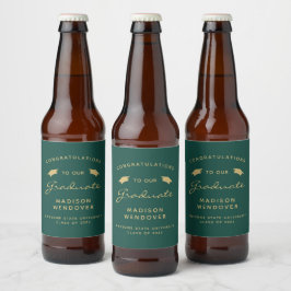 Etiqueta Para Botella De Cerveza Tapa de graduación de guión dorado verde oscuro 20