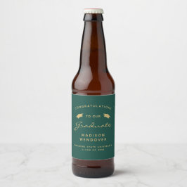 Etiqueta Para Botella De Cerveza Tapa de graduación de guión dorado verde oscuro 20