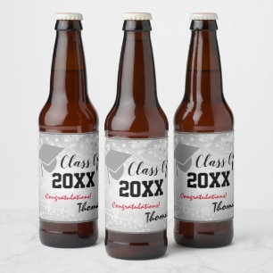 Etiqueta Para Botella De Cerveza Tapón de graduación, año de clase 20XX fiesta plat