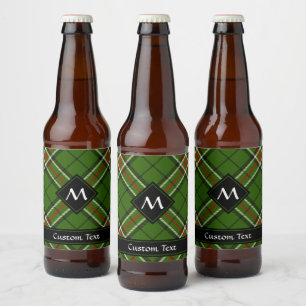 Etiqueta Para Botella De Cerveza Tartán verde, negro, rojo y blanco
