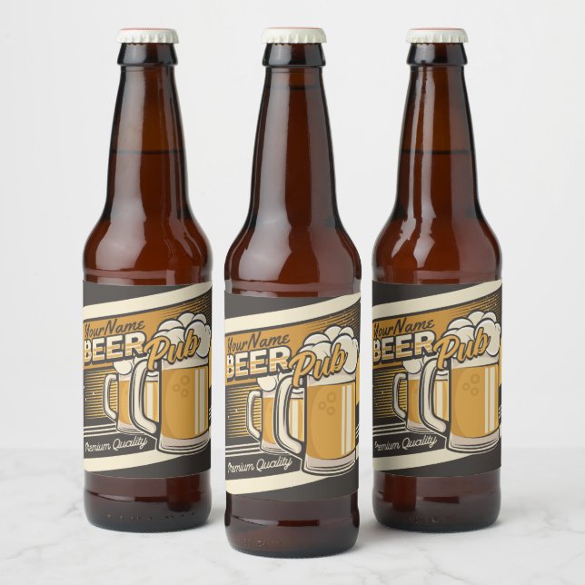 Etiqueta Para Botella De Cerveza Taza de cerveza fría premium personalizada Pub Bar (Botellas)