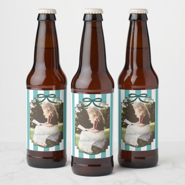 Etiqueta Para Botella De Cerveza Teal Green Graduation (Botellas)
