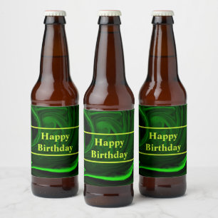 Etiqueta Para Botella De Cerveza textura piedra malaquita verde, personalizada