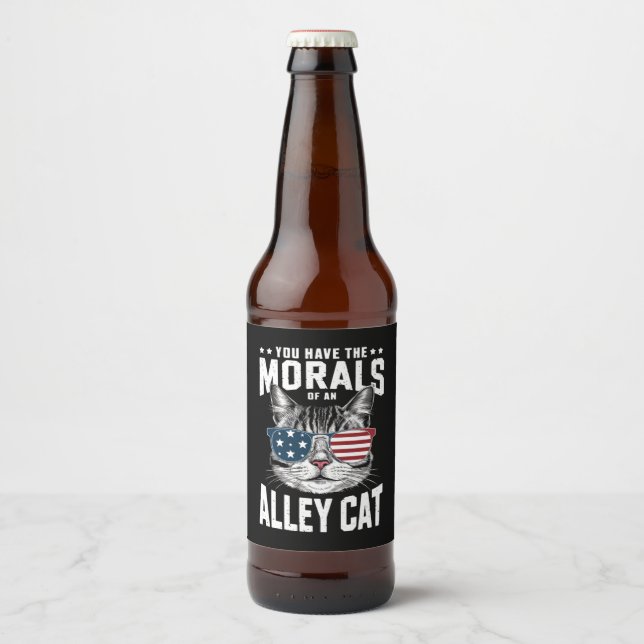Etiqueta Para Botella De Cerveza Tienes La Moral De Un chiste Gracioso De Un Gato D (Anverso)