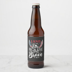 Etiqueta Para Botella De Cerveza Tierra de los libres por el valiente veterano