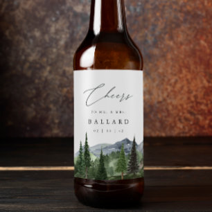 Etiqueta Para Botella De Cerveza Timberline Boda de acuarela de los bosques de mo