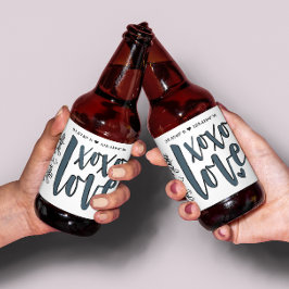 Etiqueta Para Botella De Cerveza Tipografía de coordenadas de amor de XOXO