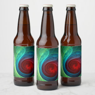 Etiqueta Para Botella De Cerveza Tormenta roja Floral Moderno Resumen Patrón de col