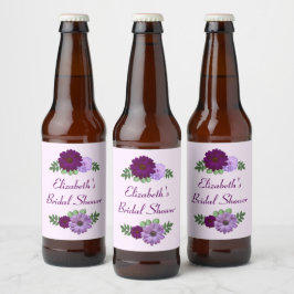 Etiqueta Para Botella De Cerveza Torta Nupcial Floral de Peonía Púrpura