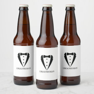 Etiqueta Para Botella De Cerveza Traje de esmoquin negro y corbata de lazo para pad