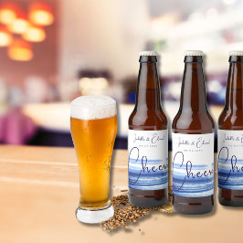 Etiqueta Para Botella De Cerveza Trazos de pincel de acuarela azul marino modernos 