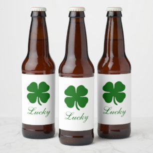 Etiqueta Para Botella De Cerveza Trébol verde de la suerte personalizado