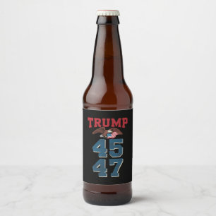 Etiqueta Para Botella De Cerveza Triunfador Trump Patriótico Ganó 45 y 47 Victoria 