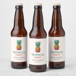 Etiqueta Para Botella De Cerveza Tropical party retro pineapple
