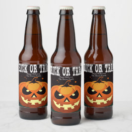 Etiqueta Para Botella De Cerveza Truco o truco de calabaza malvado y divertido