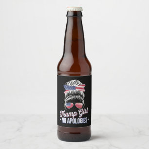 Etiqueta Para Botella De Cerveza Trump Chica sin disculpas desordenado Bun Retro Vi