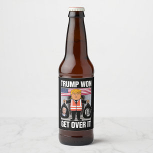 Etiqueta Para Botella De Cerveza Trump Ganó Supéralo Maga Ganó Elección 2024 