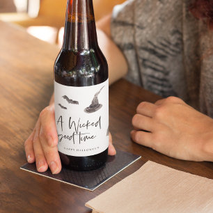 Etiqueta Para Botella De Cerveza Un buen momento malvado   Feliz Halloween