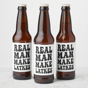 Etiqueta Para Botella De Cerveza Un hombre real hace que Latkes sea gracioso Groovy