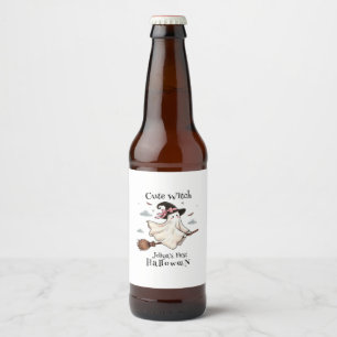 Etiqueta Para Botella De Cerveza Una bruja simple y elegante primero de Halloween