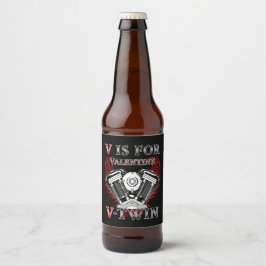Etiqueta Para Botella De Cerveza V is for Valentine, V-Twin Motorcycle. Biker