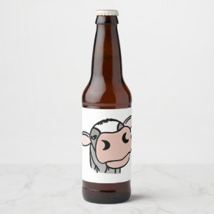 Etiqueta Para Botella De Cerveza vaca de dibujos animados negro blanco rosa beso gr