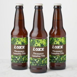 Etiqueta Para Botella De Cerveza Vacaciones de la Reunión Veraniega de Camping Fami