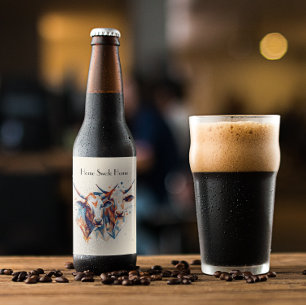 Etiqueta Para Botella De Cerveza Vacas abstractas, personalizable