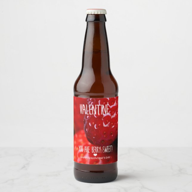 Etiqueta Para Botella De Cerveza ¡Valentine, eres dulce de berry! (Anverso)
