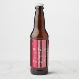 Etiqueta Para Botella De Cerveza Valentine Hung Sobre Tu Corazón Fun Stripe Red Pin