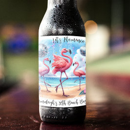 Etiqueta Para Botella De Cerveza ¡Vámonos al Flamenco! Fiesta de Cumpleaños en la P