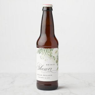 Etiqueta Para Botella De Cerveza Verde de eucalipto de helecho para ducha de novia
