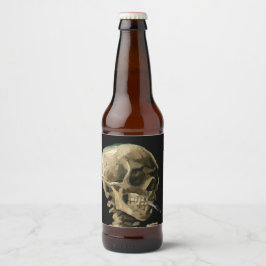 Etiqueta Para Botella De Cerveza Vincent van Gogh - Calavera con cigarrillo en llam