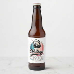 Etiqueta Para Botella De Cerveza Vintage desde audífonos de 1970