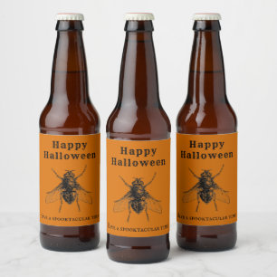 Etiqueta Para Botella De Cerveza Vintage Halloween Antiguo Incendio Naranja