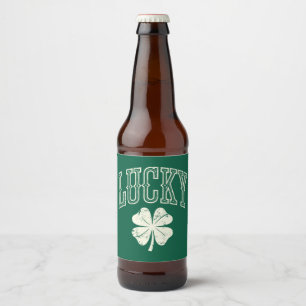 Etiqueta Para Botella De Cerveza Vintage Lucky Clover St Patrick's Day