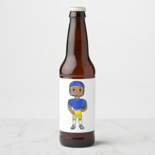 Etiqueta Para Botella De Cerveza vintage retro jugador de fútbol azul amarillo simp