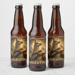 Etiqueta Para Botella De Cerveza VLLC Orgullosamente Argentino Llama Mate Patriotic