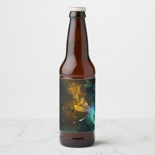 Etiqueta Para Botella De Cerveza Vuelo de libélula luminosa verde