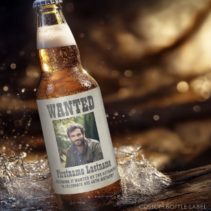 Etiqueta Para Botella De Cerveza Wild West Wanted Poster Birthday Party