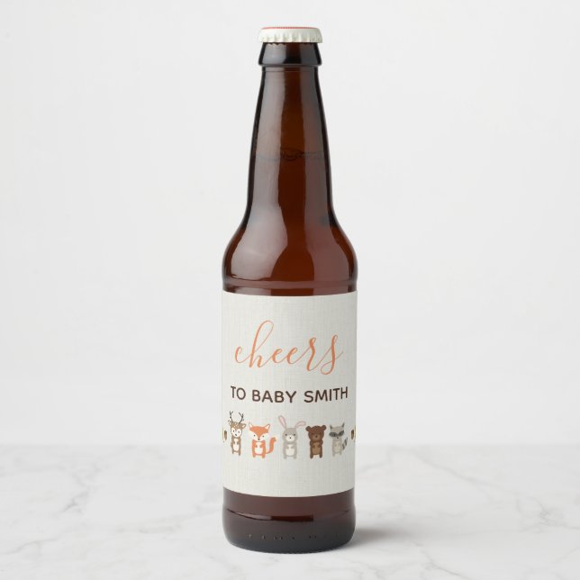 Etiqueta Para Botella De Cerveza Woodland Baby Shower (Anverso)