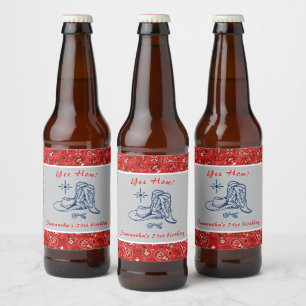Etiqueta Para Botella De Cerveza Yee How Western Paisley Denim Blue Jeans Birday