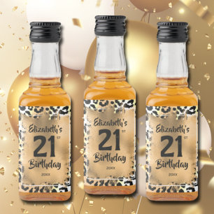 Etiqueta Para Botella De Licor 21.ª Personalizado de oro Leopard de cumpleaños