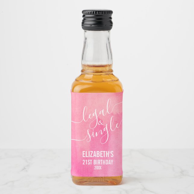 Etiqueta Para Botella De Licor 21 Personalizado legal y de color rosa único Mini (Anverso)