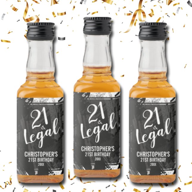 Etiqueta Para Botella De Licor 21 y legal Personalizado de camo gris negro Mini (Subido por el creador)