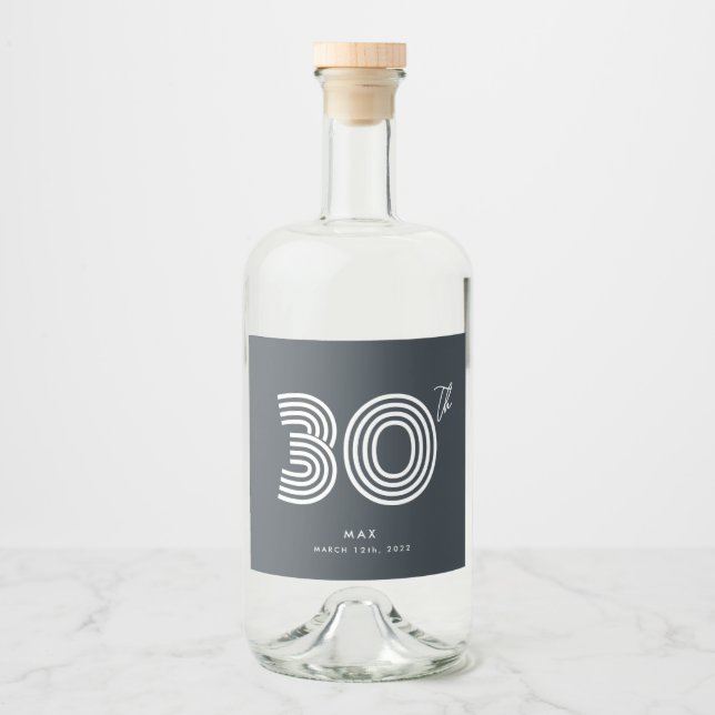 Etiqueta Para Botella De Licor 30.ª Etiqueta Minimalista de botella de licor (Anverso)