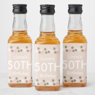 Etiqueta Para Botella De Licor 50.ª festividad de Rubor Gold Pink