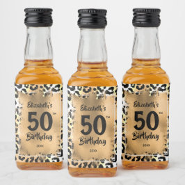 Etiqueta Para Botella De Licor 50.º Personalizado de oro del leopardo de los cump