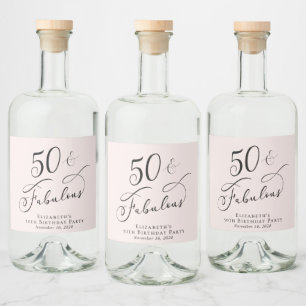 Etiqueta Para Botella De Licor 50.º Pink de la fiesta de cumpleaños