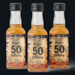 Etiqueta Para Botella De Licor 50th Birthday Gold on Brown Animal Print Mini<br><div class="desc">Celebrate turning 50 with this mini liquor bottle label featuring an elegant faux gold foil over a colorful wild animal print pattern in orange,  tan,  brown and black. CHANGE the wording for your occasion. MATCHING items in our store.</div>